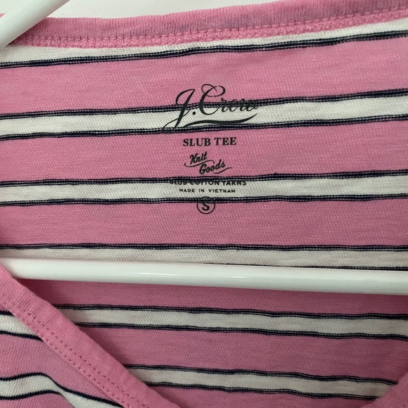 J. Crew Boatneck Tee Shirt Striped Slub Cotton Pink Sz. S - Picture 2 of 4